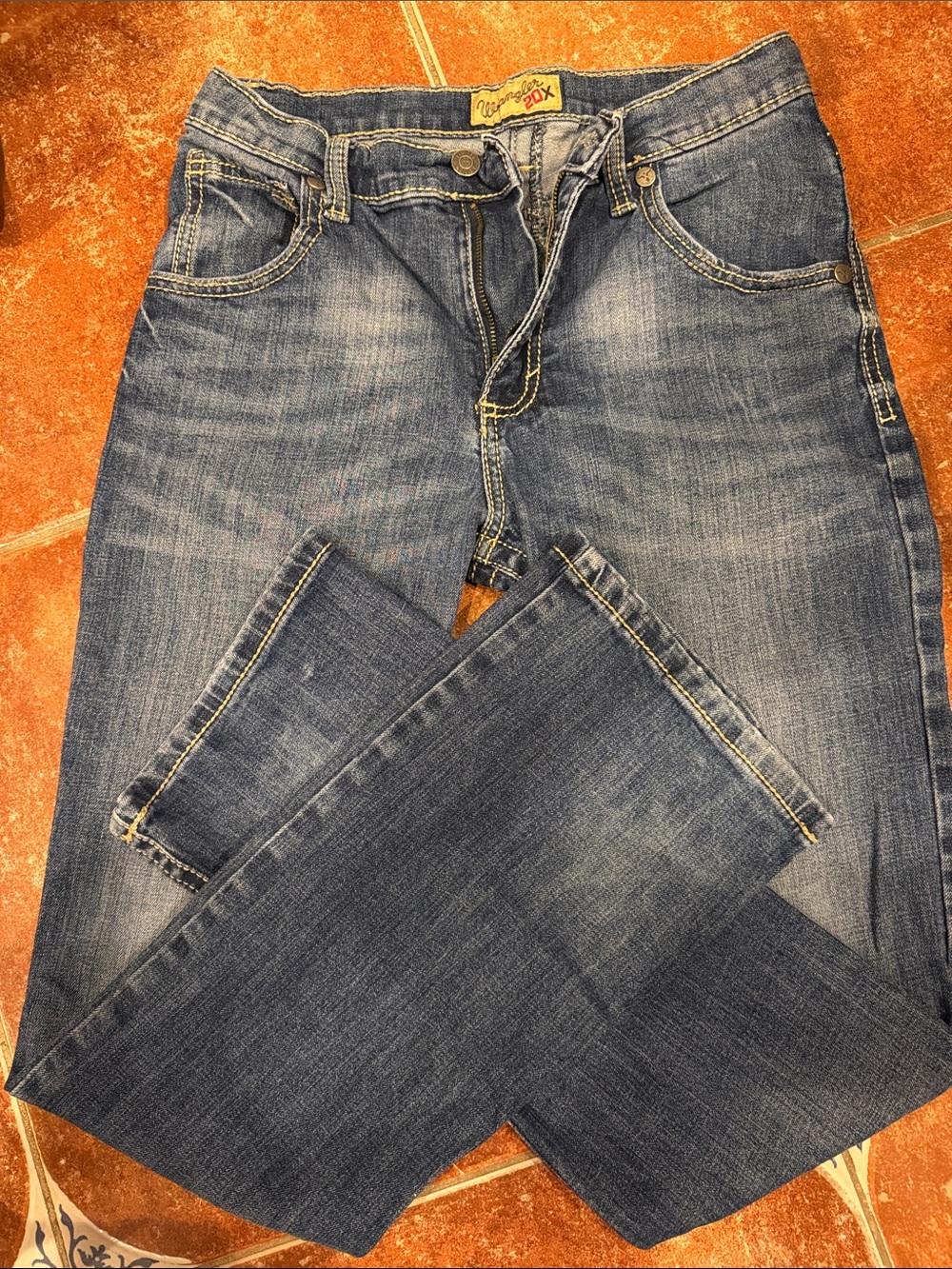 Wrangler 20X Kids Blue Washed Denim Jeans SZ 16